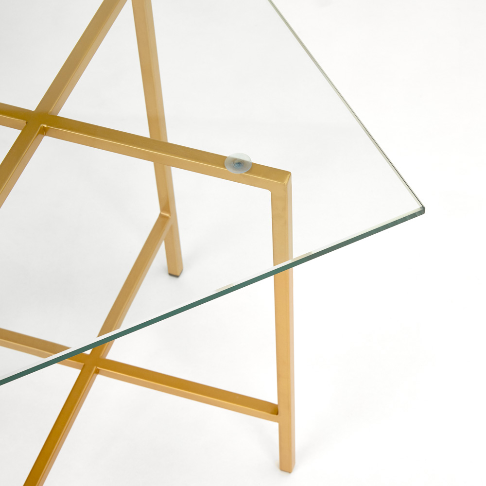 Ida Glass Top End Table: Gold Frame